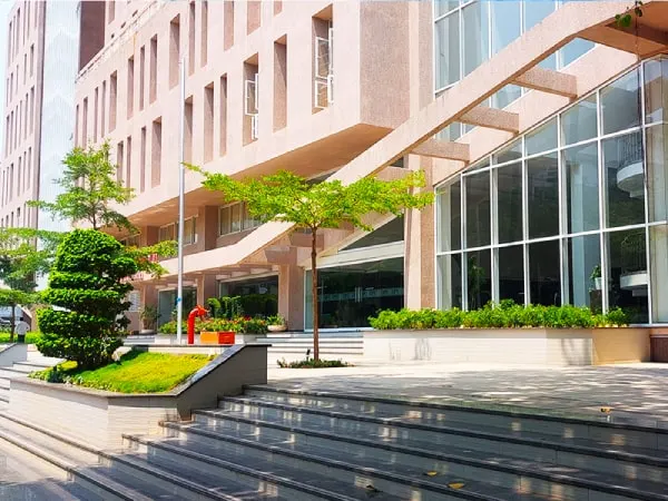 Landscaped entrance steps of the DPU main building, Pune