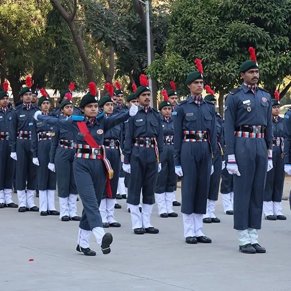 NCC cadets on parade at Vivekananda Global University